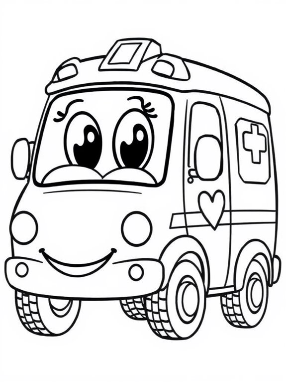 adorable ambulance coloring activity