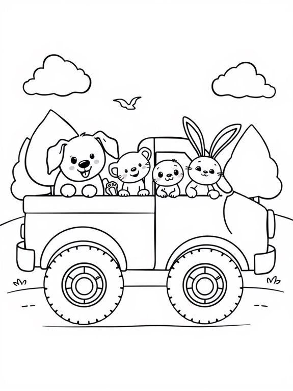 adorable animals in truck