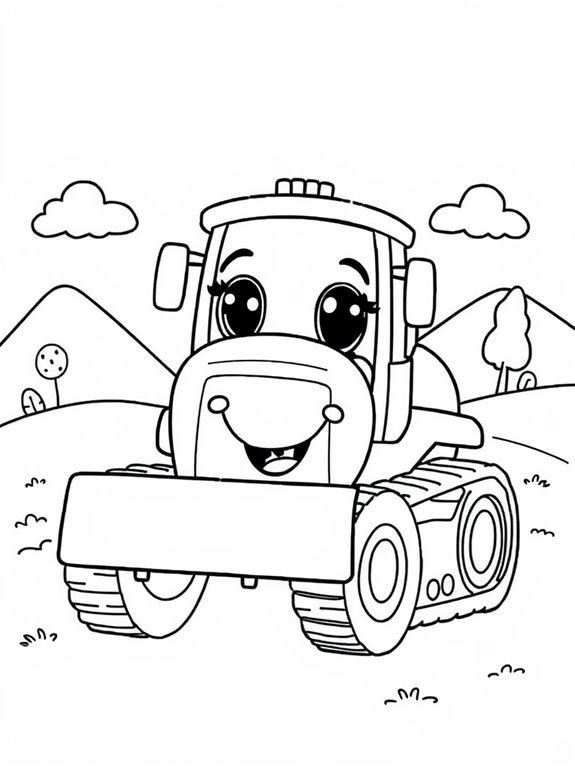 adorable bulldozer coloring sheet