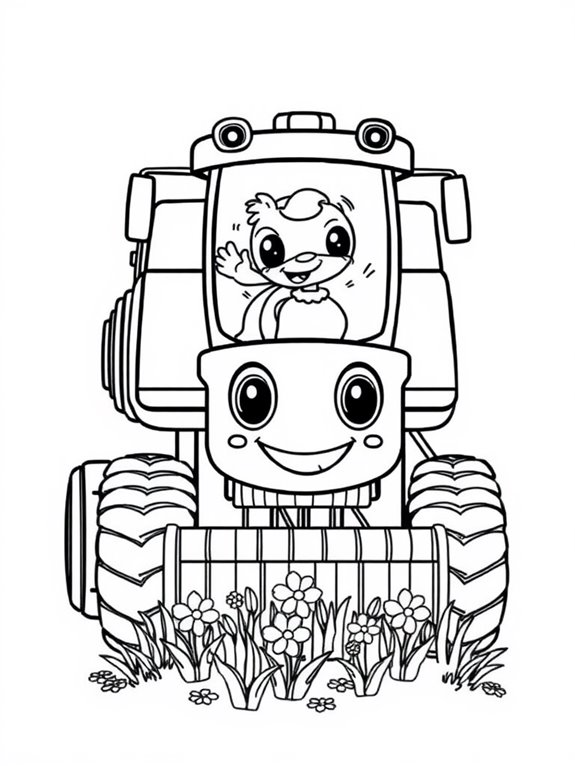 adorable farm equipment illustration