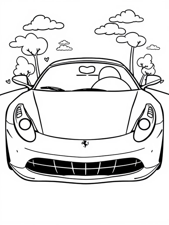 adorable ferrari coloring activity