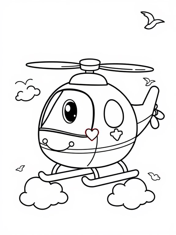 adorable helicopter coloring page