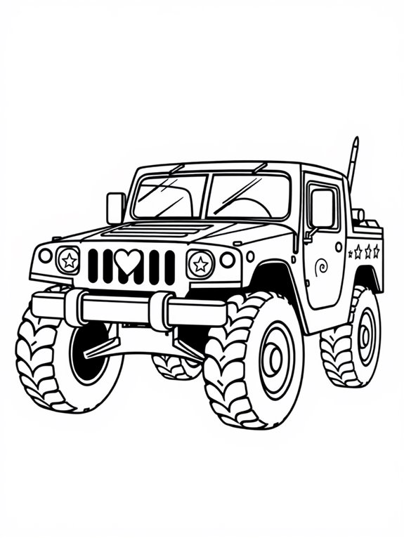 adorable humvee coloring activity