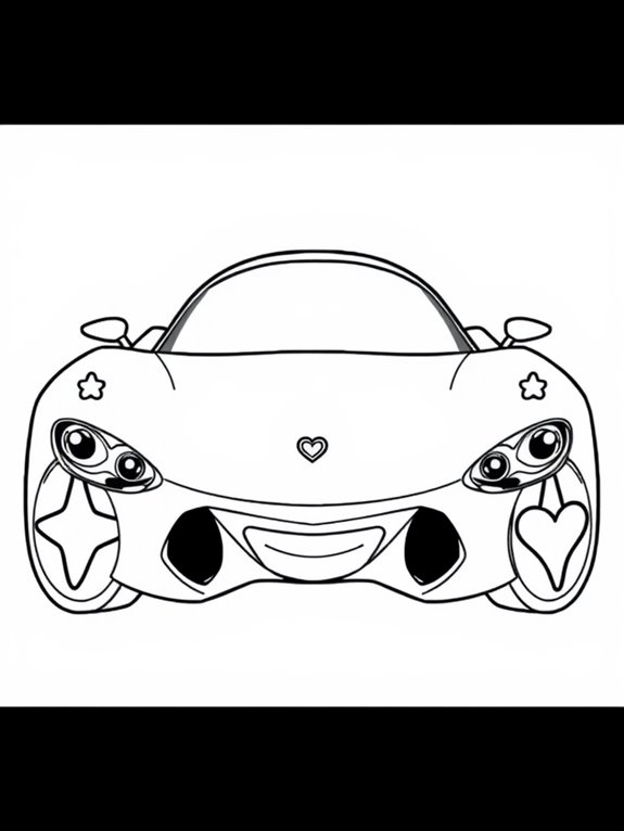 adorable hypercar coloring page