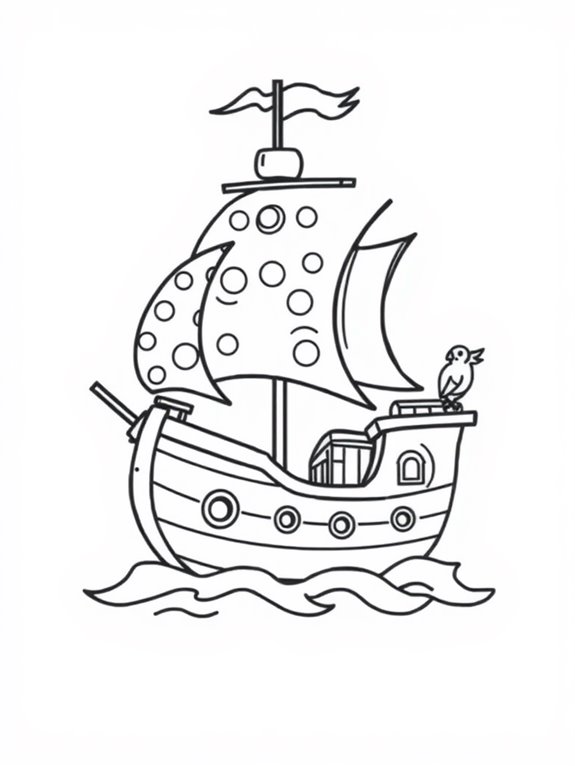 adorable pirate ship illustration