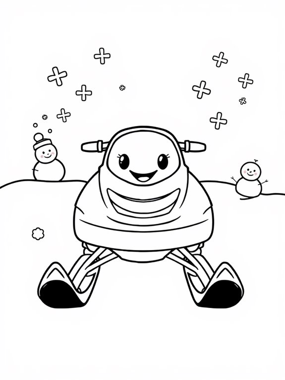 adorable snowmobile coloring activity