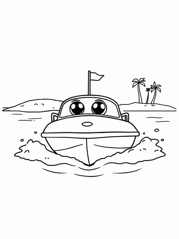 adorable speedboat coloring page