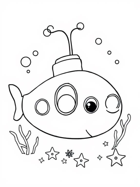 adorable submarine coloring fun