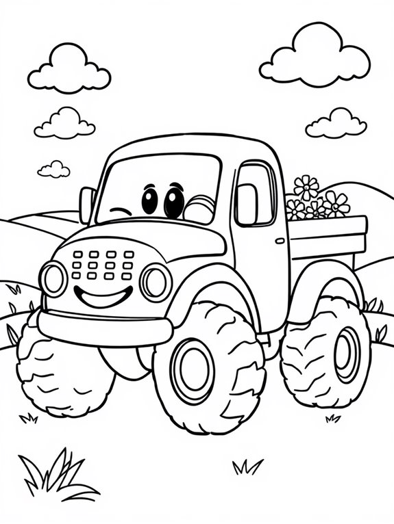 adorable truck coloring page