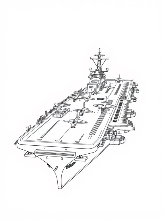 aircraft carrier coloring page