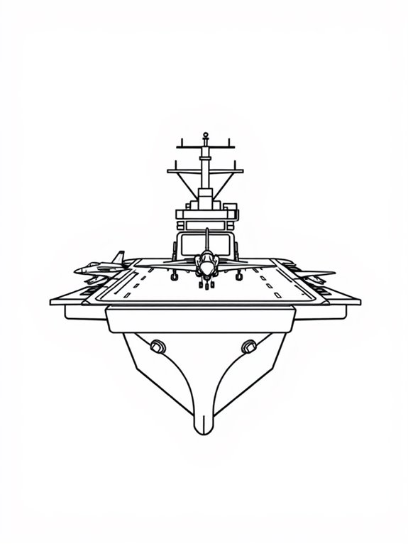 aircraft carrier coloring page