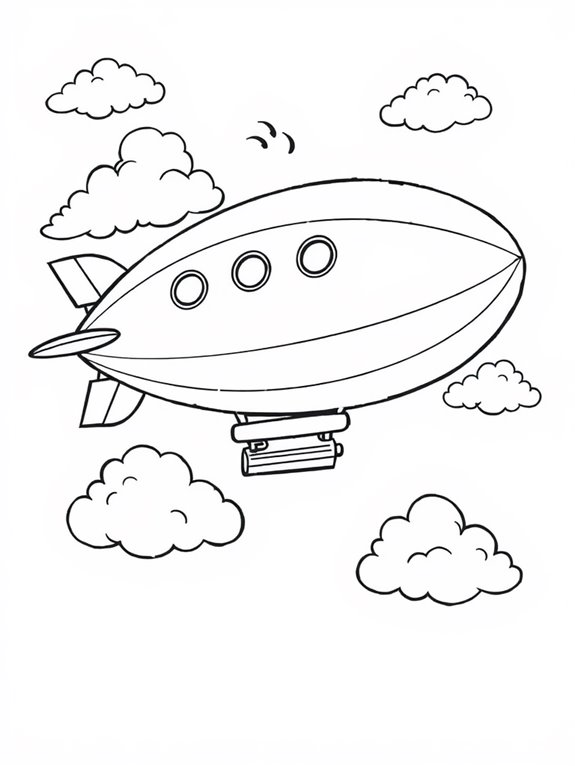 airship floating in clouds