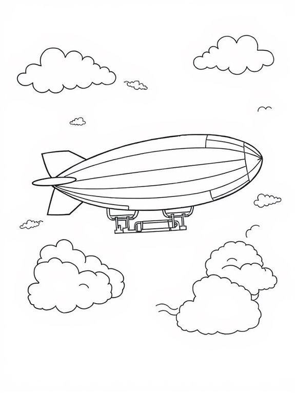 airship soaring through clouds