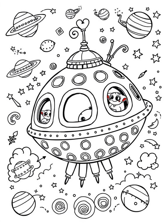 alien spaceship coloring fun