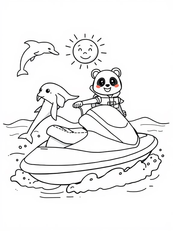 animal riders on jet ski