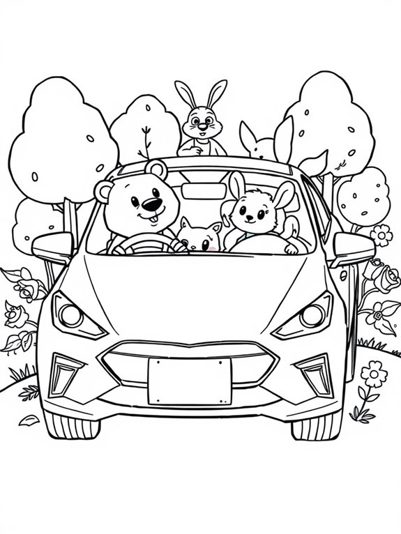 animals driving hybrid cars