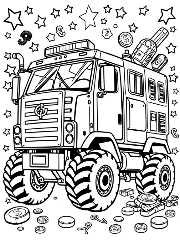 armored truck coloring activity