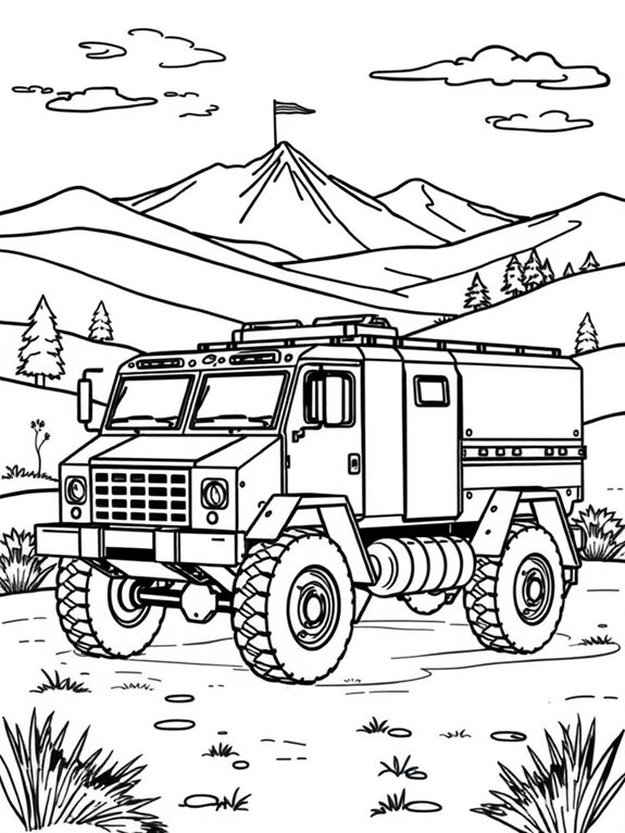 armored truck in landscape