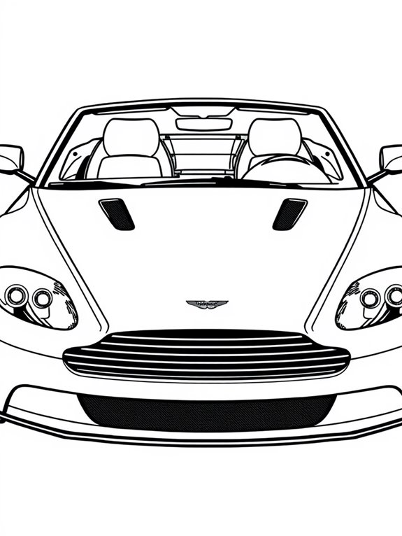 aston martin convertible coloring page