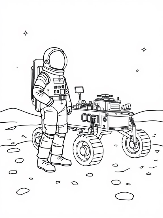 astronaut exploring lunar landscape