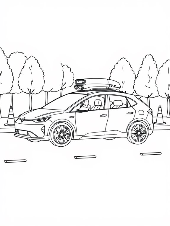 autonomous car line art