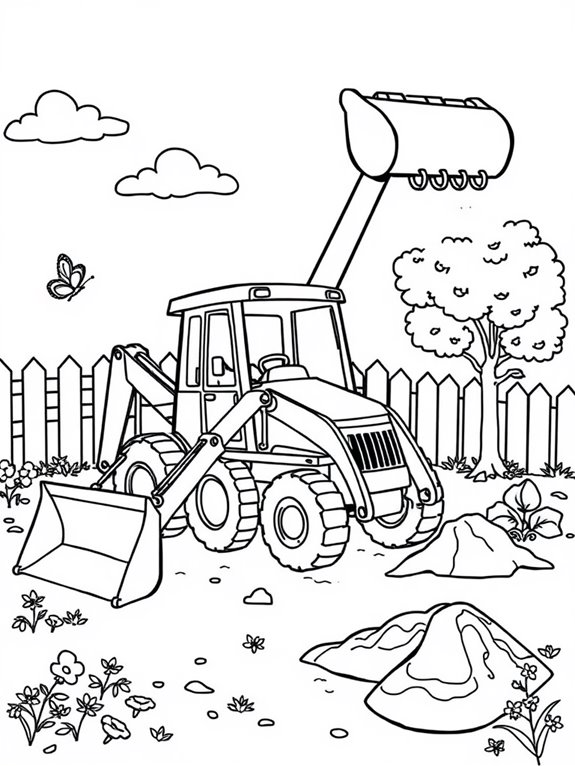 backhoe loader coloring fun