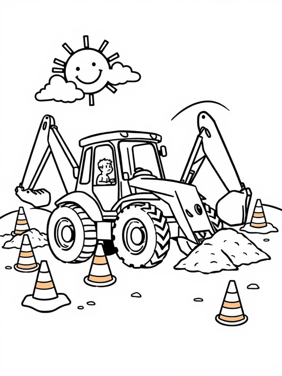 backhoe loader coloring fun