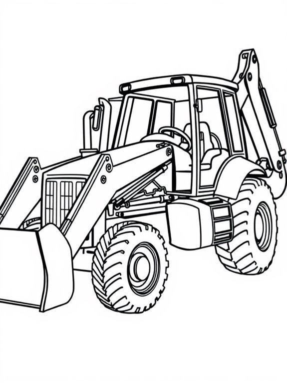 backhoe loader coloring page