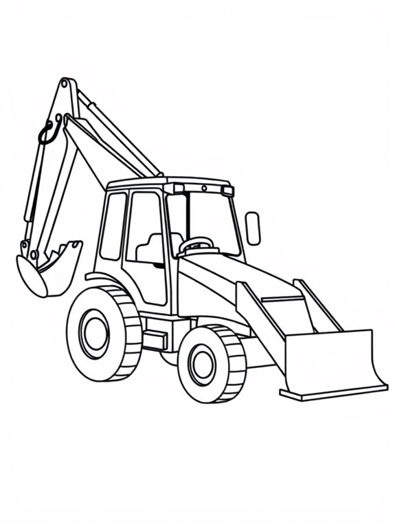 backhoe loader coloring page