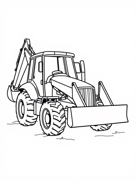 backhoe loader coloring page