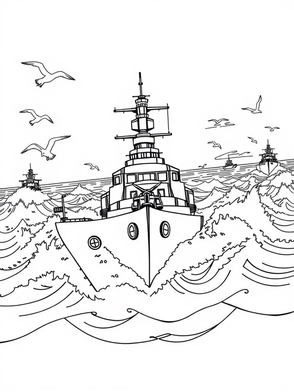 battleship ocean waves coloring