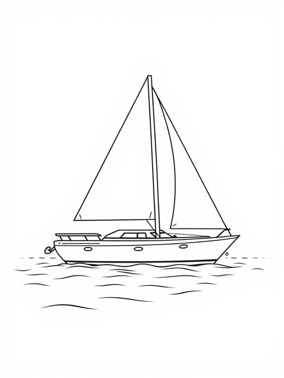 beginner friendly yacht coloring page