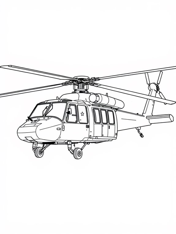 black hawk helicopter coloring page