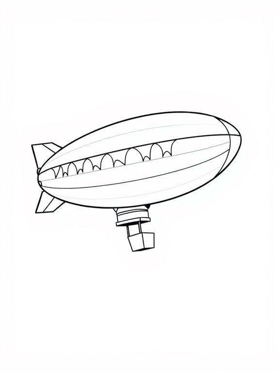 blimp adorned with flags