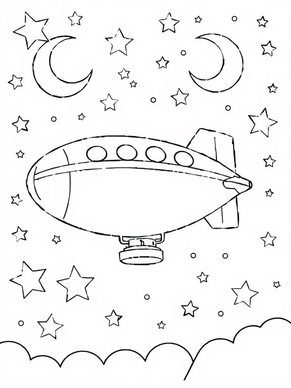 blimp against starry night