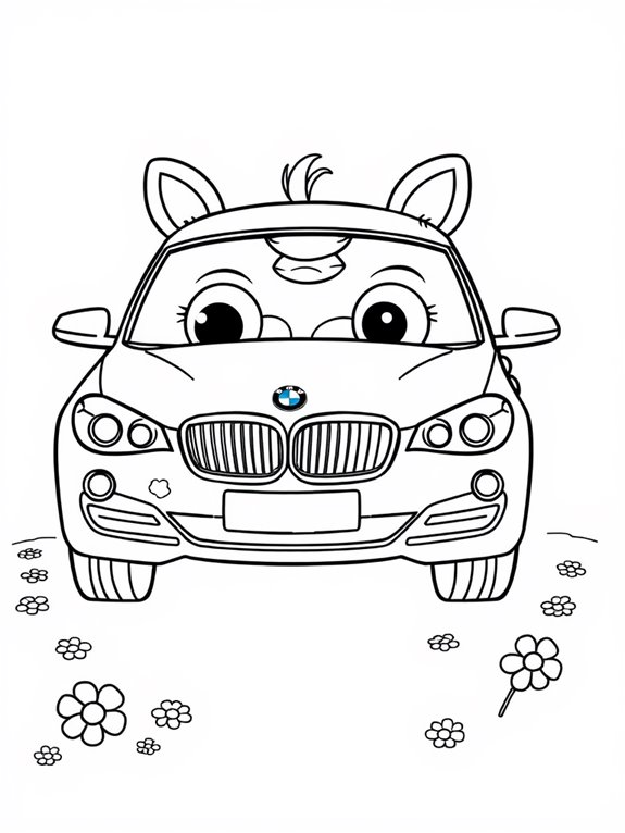 bmw animal themed coloring page