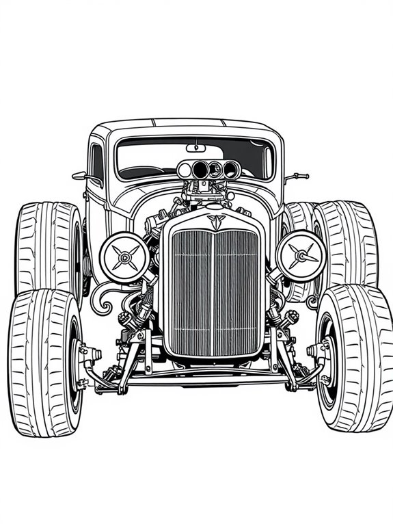 bold outline rat rod