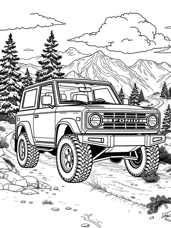 bronco coloring page adventure