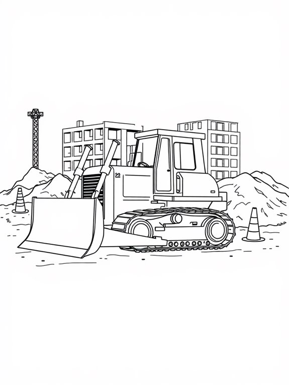 bulldozer construction site coloring page