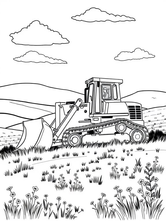 bulldozer in field scene