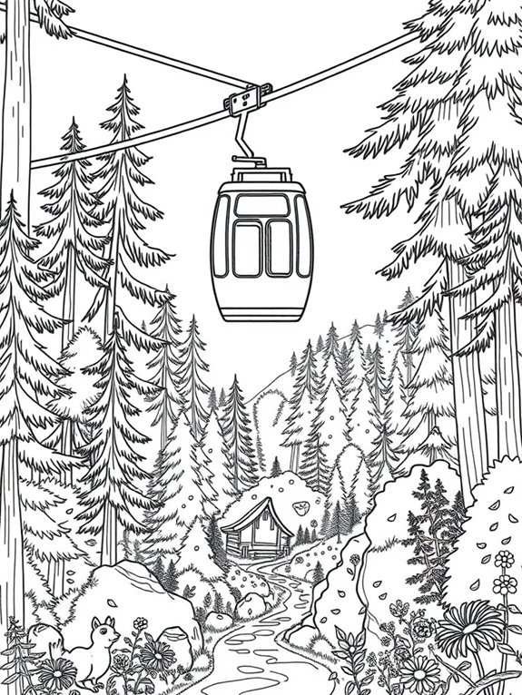 cable car in forest