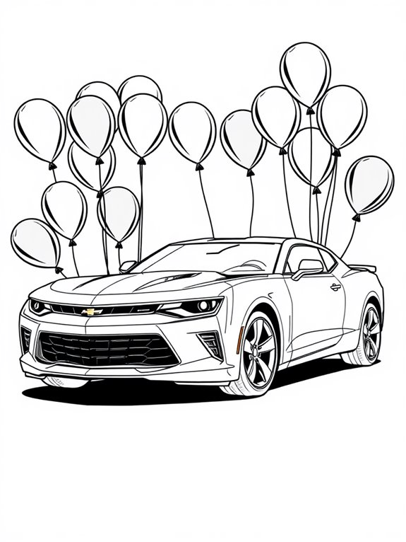 camaro coloring page balloons