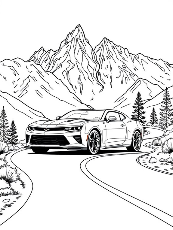 camaro driving through mountains