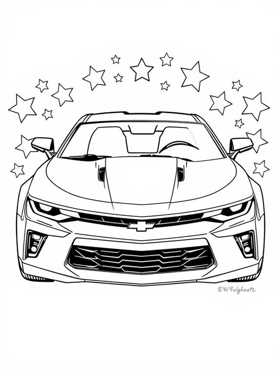 camaro stars coloring page