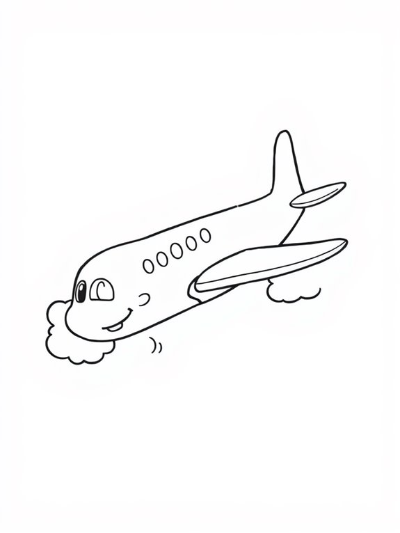 cartoon airplane coloring page