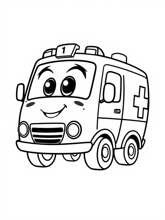 cartoon ambulance coloring page