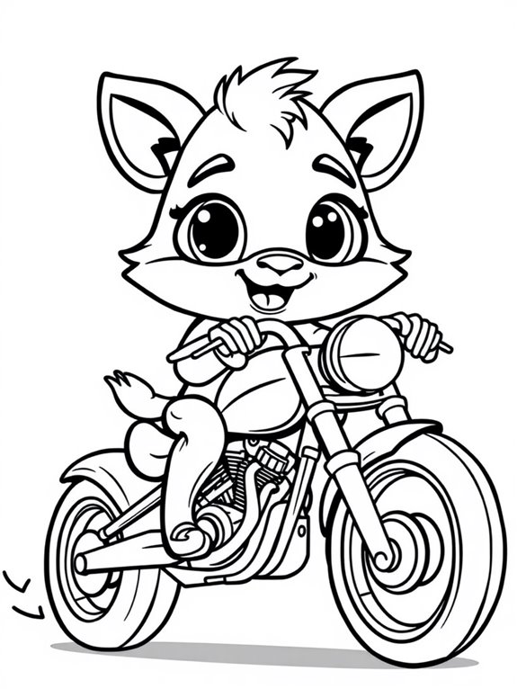 cartoon animal motorcycle rider