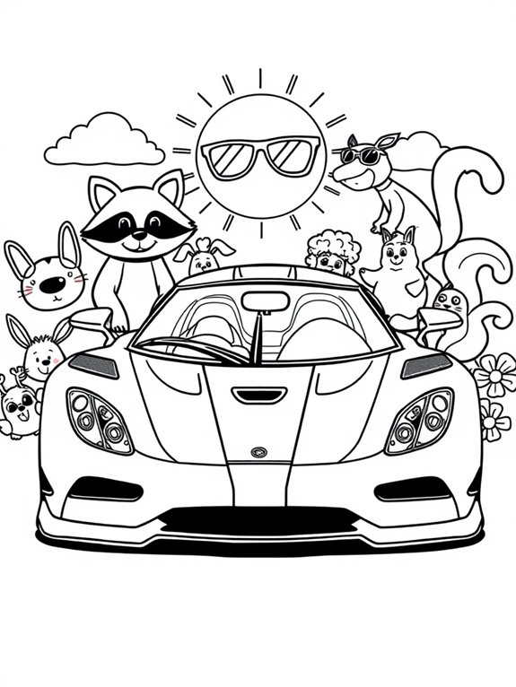 cartoon animals coloring page