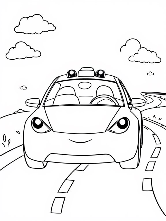 cartoon autonomous car coloring