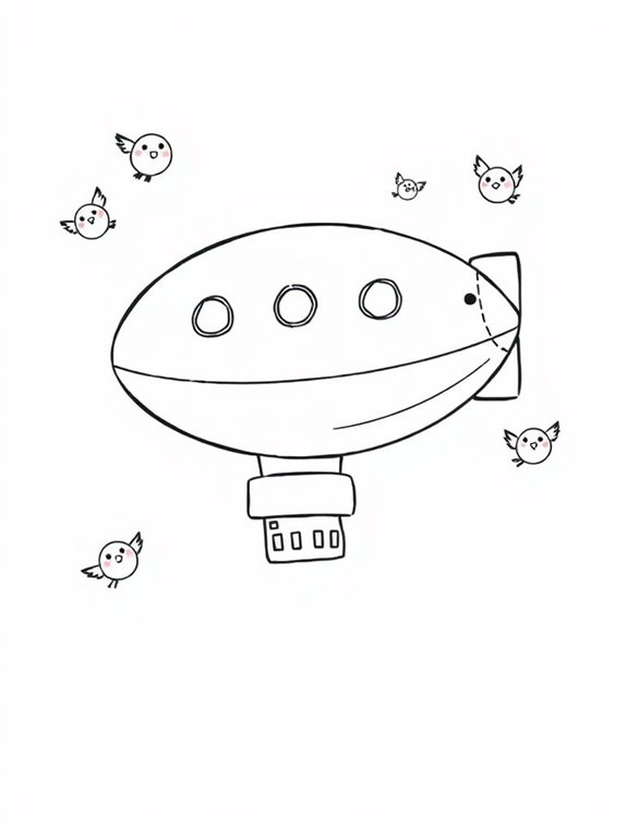 cartoon blimp and bird